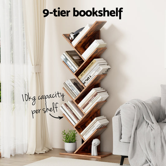 Artiss Tree Bookshelf 9 Tiers Walnut