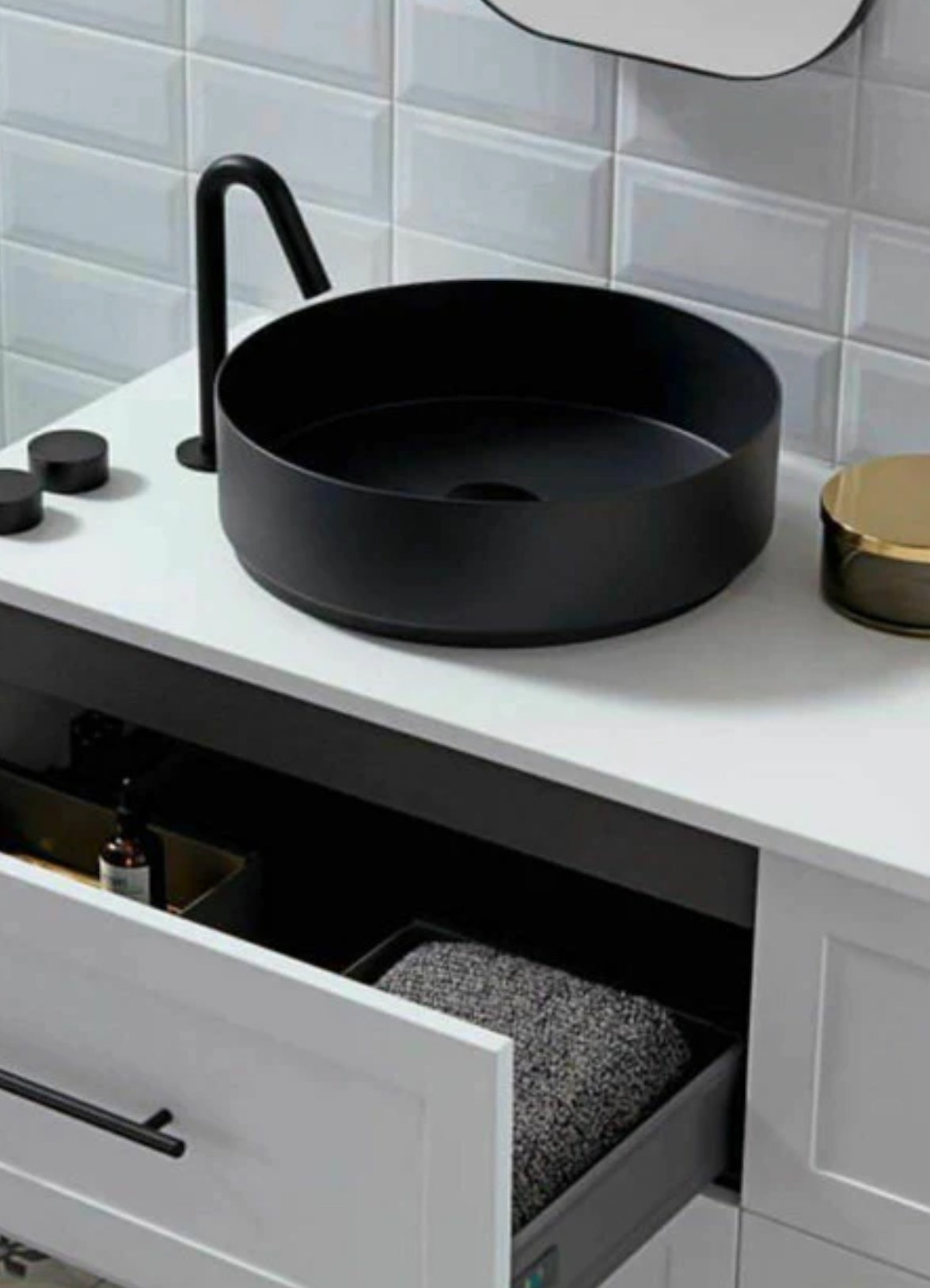 2023 Matte Black matte Round 360 mm Dia top counter basin porcelain sink