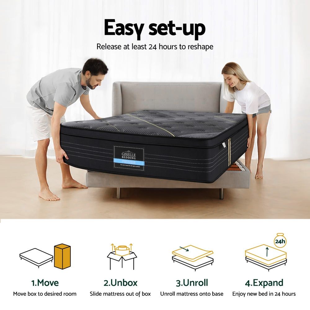 35cm Giselle Mattress King Single Bed Bamboo Pocket Firm Foam