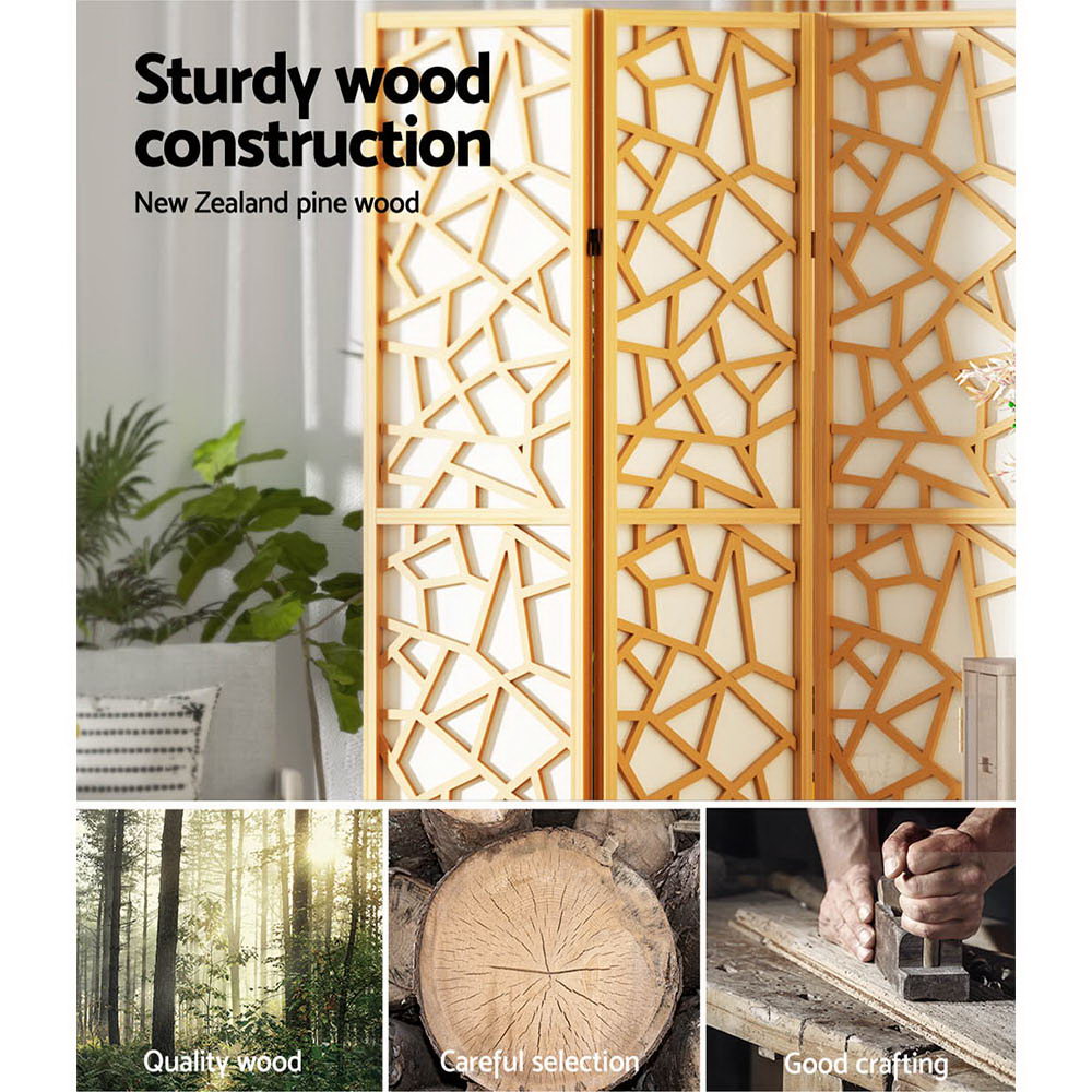 Artiss 4 Panel Room Divider Screen 162x170cm Clover Natural