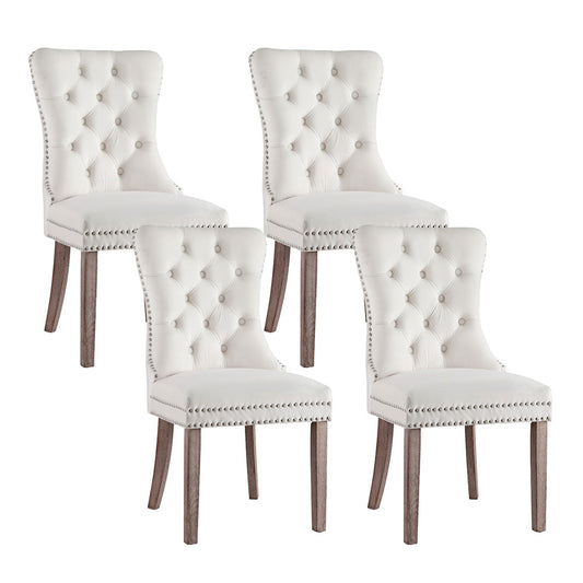 1 Set of 4 Artiss Dining Chairs Beige Velvet