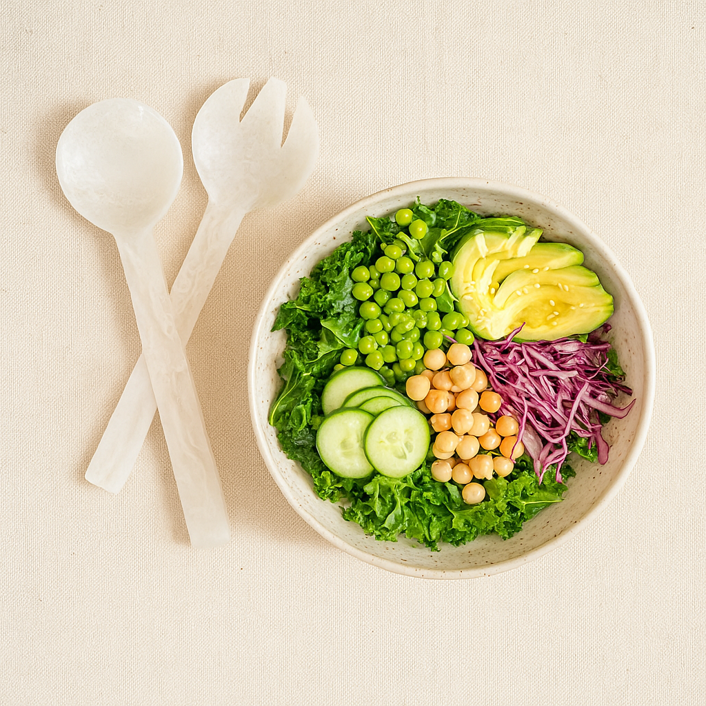 Lorne White Resin Salad Server Set - Handcrafted