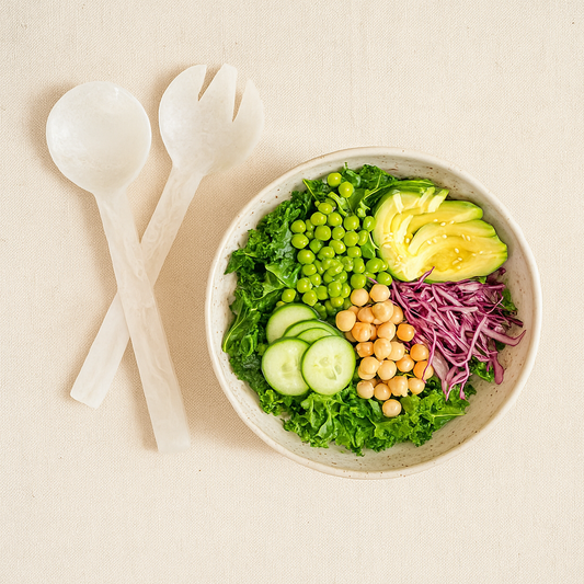 Lorne White Resin Salad Server Set - Handcrafted