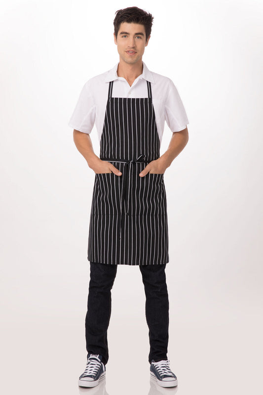 Chalk Stripe Black Bib Apron by Chef Works
