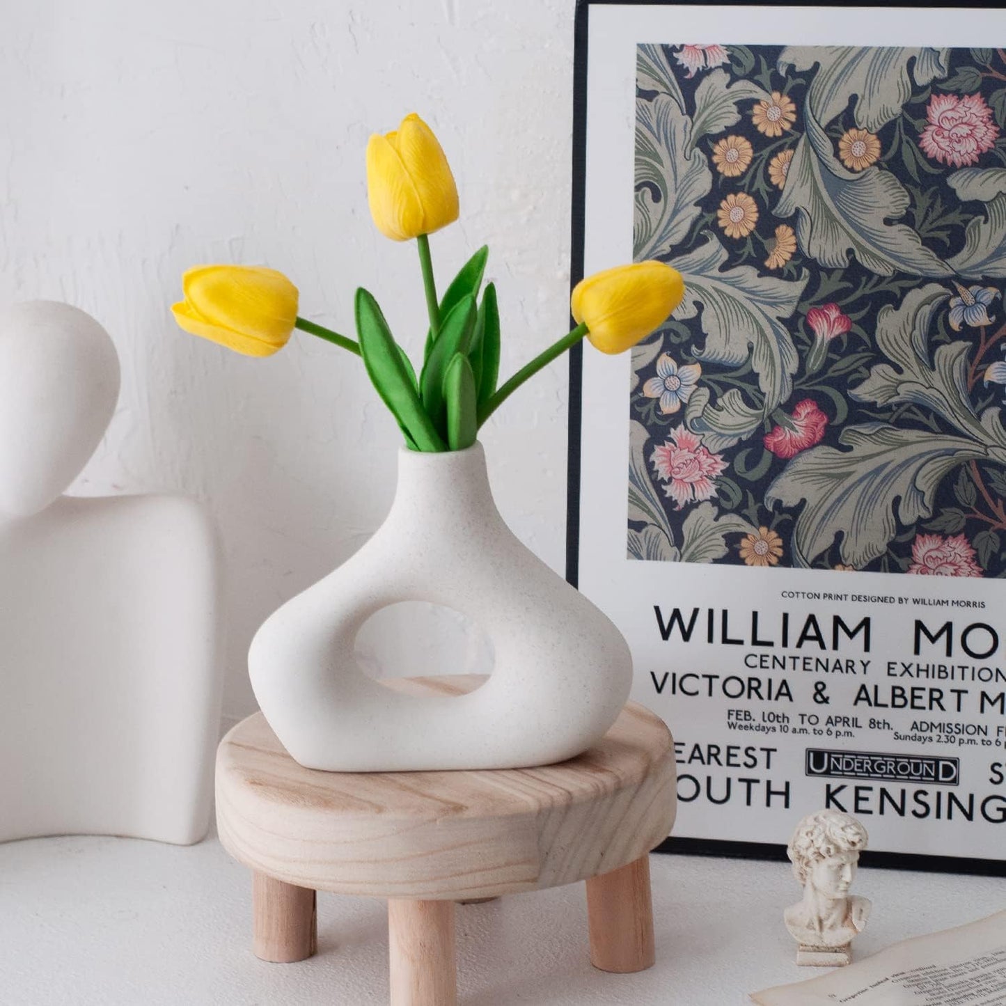 Ceramic Set of 2 Modern White Vases for Home Decor