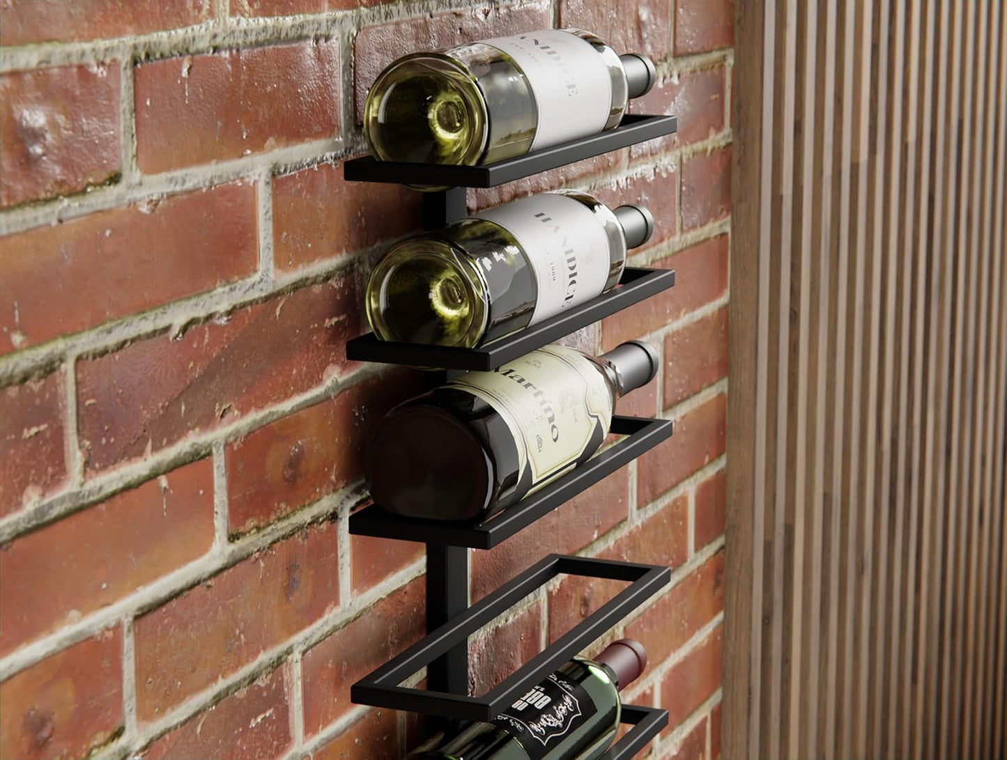 Set 2 Pcs Metal Wall Mount Wine Rack for Wine Bottles, Liquor, Champagne (Holds 10 Bottles)