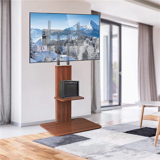 Heavy Duty TV Floor Stand Adjustable Mount 65 Black Brown
