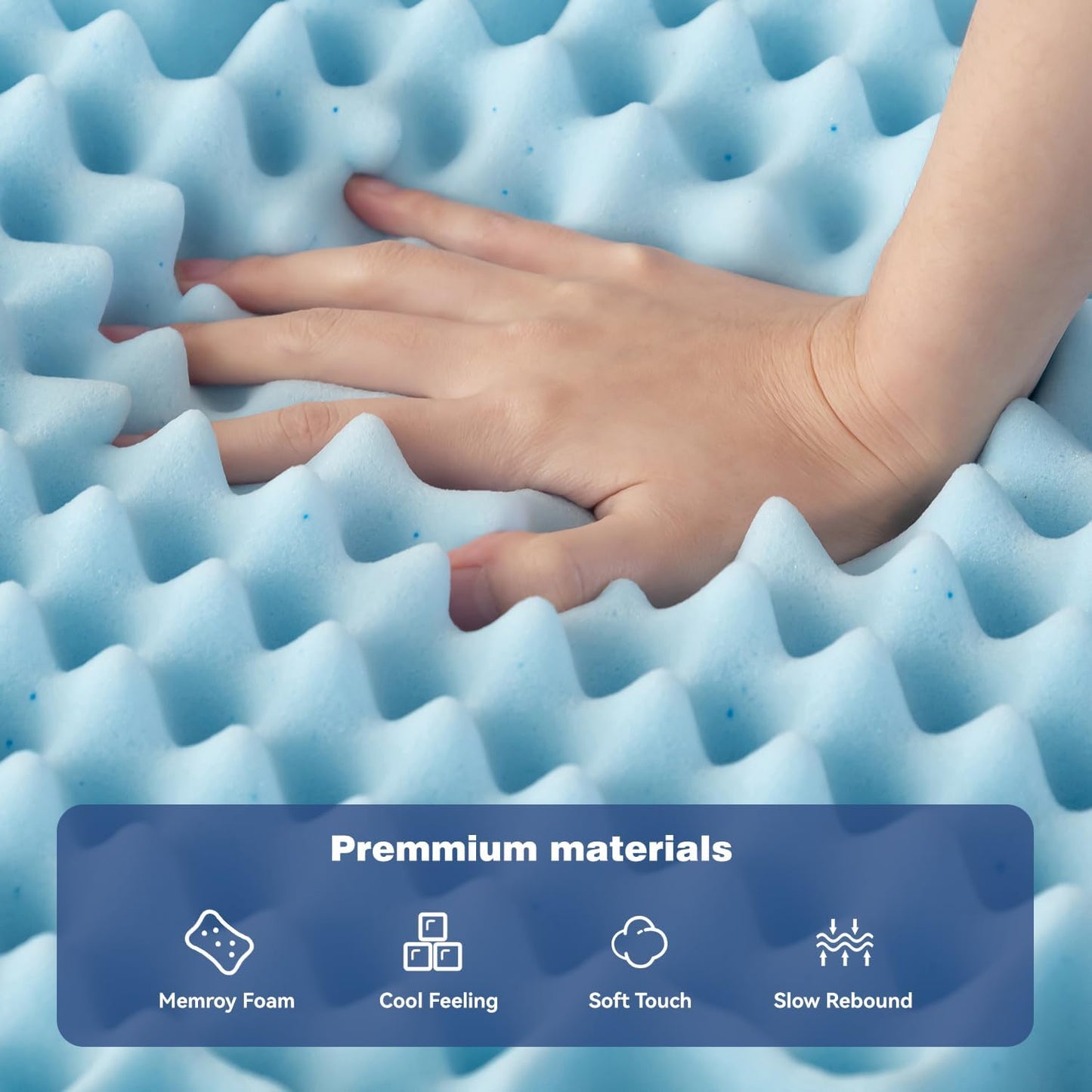 King Single Bamboo Memory Foam Mattress Topper 7-Zone 8cm