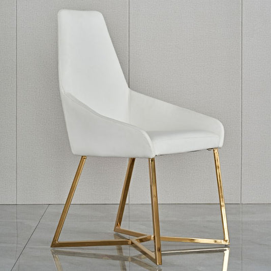 SET OF 4 Dining Chair White PVC Dining Chair Gold Criss Cross Legs