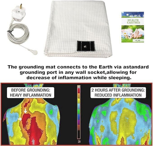 Bed Earthing Sheet Grounding Sheet Mat Large Bed Sheet Flat Sheet W/AU Plug193x203cm