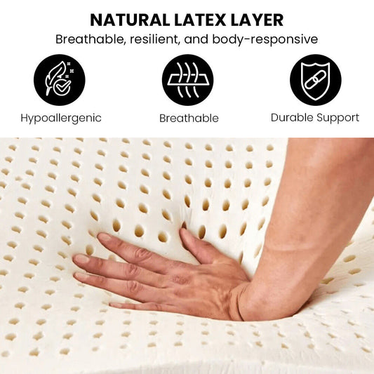 KINGSTON SLUMBER Premium Luxury 34cm Double Mattress, Medium-Firm, Natural Latex Layer, Euro Top, 7-Zone Pocket Spring