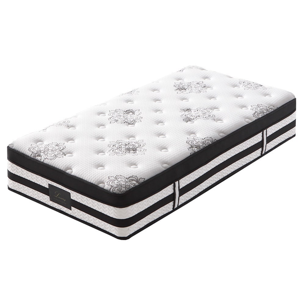 KINGSTON SLUMBER Luxury 34cm King Single Mattress, Medium Firm, Euro Top, 5-Zone Pocket Spring Foam