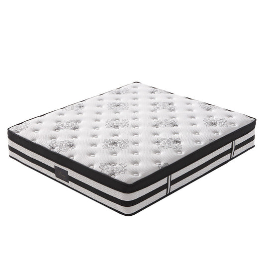 KINGSTON SLUMBER Luxury 34cm Queen Mattress, Medium Firm, Euro Top, 5-Zone Pocket Spring Foam