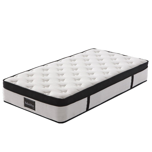 KINGSTON SLUMBER RelaxMax 31cm Single Mattress, Medium, Euro Top, 5-Zone, Pocket Spring, Knitted Fabric
