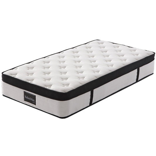 KINGSTON SLUMBER RelaxMax 31cm King Single Mattress, Medium, Euro Top, 5-Zone, Pocket Spring, Knitted Fabric