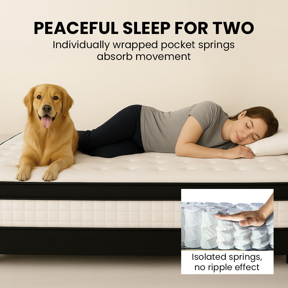 KINGSTON SLUMBER RelaxMax 31cm Queen Mattress, Medium, Euro Top, 5-Zone, Pocket Spring, Knitted Fabric