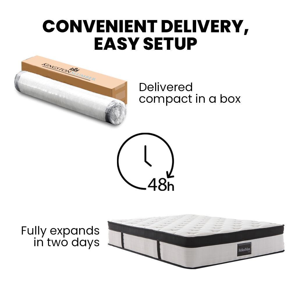 KINGSTON SLUMBER RelaxMax 31cm Queen Mattress, Medium, Euro Top, 5-Zone, Pocket Spring, Knitted Fabric