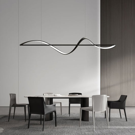 BAMDECOR A36 Modern LED Linear Chandeliers Pendant Lights with Dimmable LED and Adjustable Hanging Length 140cm -Black