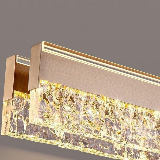 BAMDECOR A122 Nordic Long Dual Linear Dimmable Acrylic Kitchen Dining Table Pendant Light Minimalist Modern Lighting (Coffee)