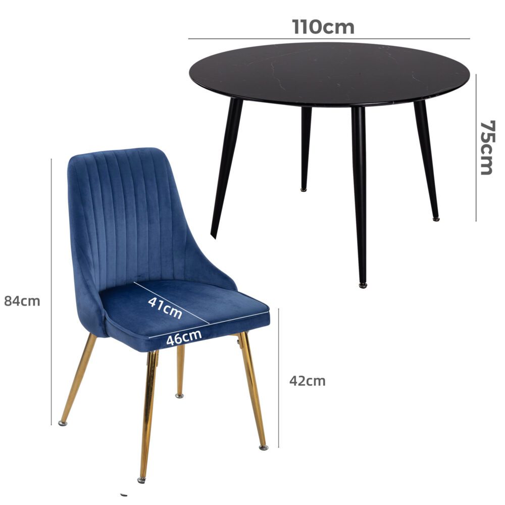 Blue Velvet Bistro Dining Set