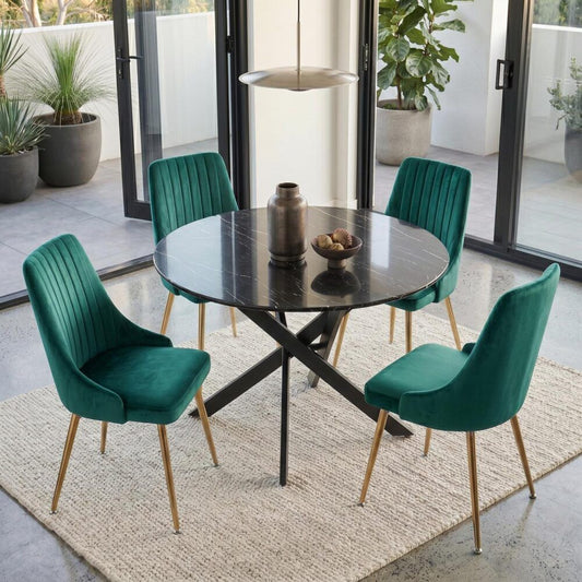 The Velvet Marble Table and Chair Set