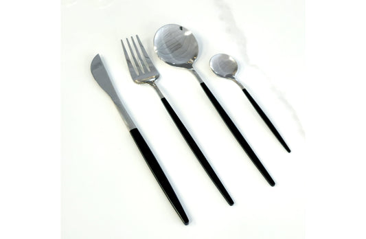 Deluxe Cutlery Set - Black & Silver