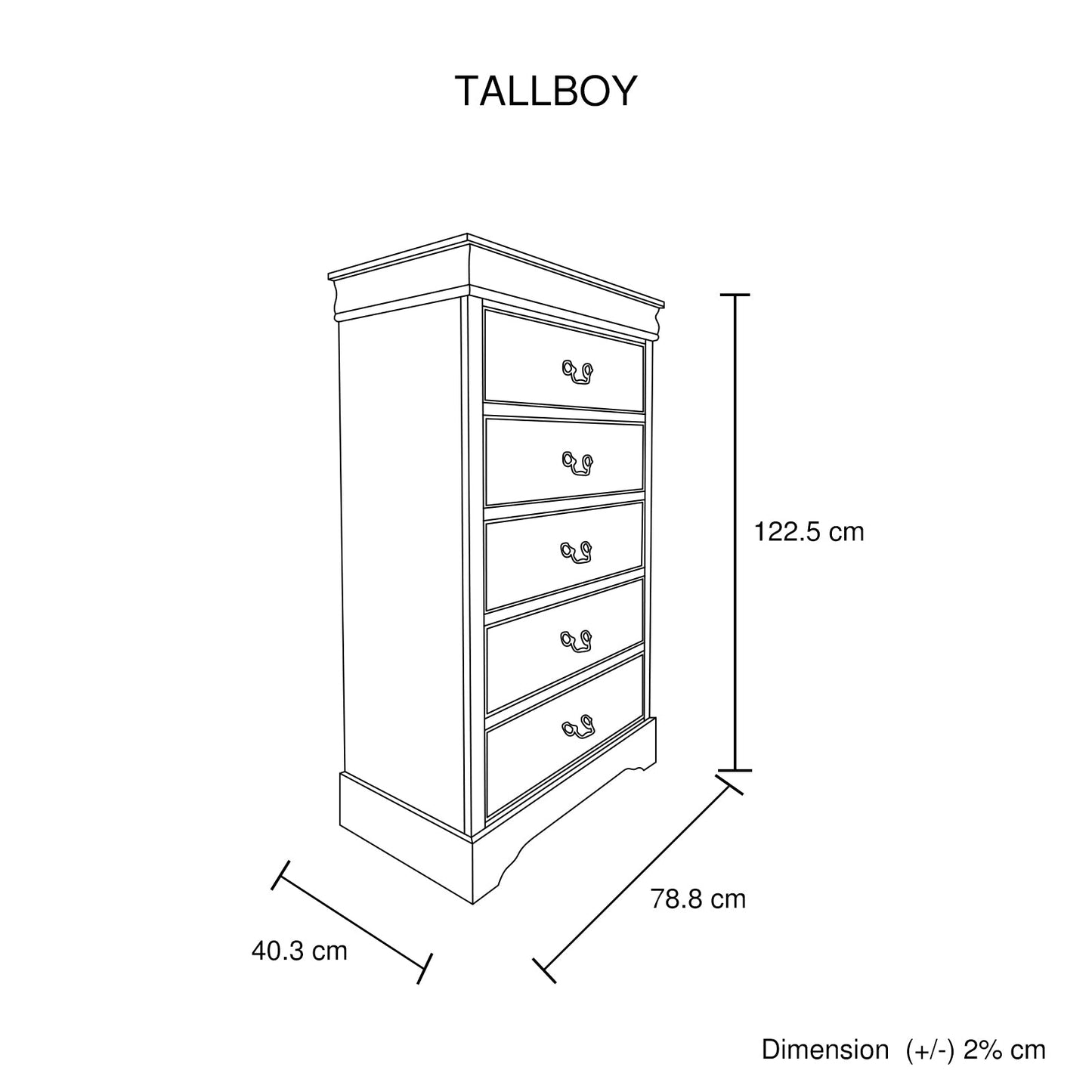 4 Pieces Bedroom Suite in Solid Wood & MDF King Size Grey Colour Bed, Bedside Table & Tallboy
