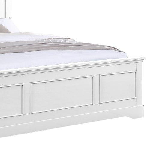 King Bed Frame in Solid Wood with Slats Support in White colour