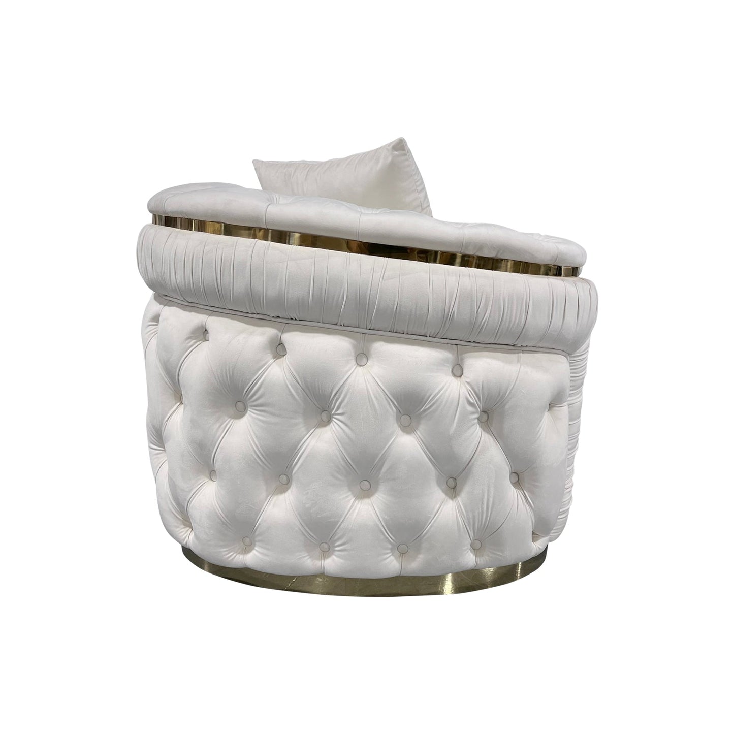 3-1-1 Seater Sofa Set Beige Velvet Fabric Solid Wood construction Gold Stainless Steel Trim