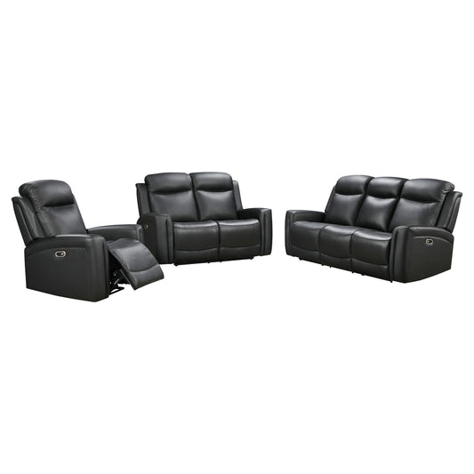 3-2-1 Seater Electric Leather/PVC Black Recliner Set