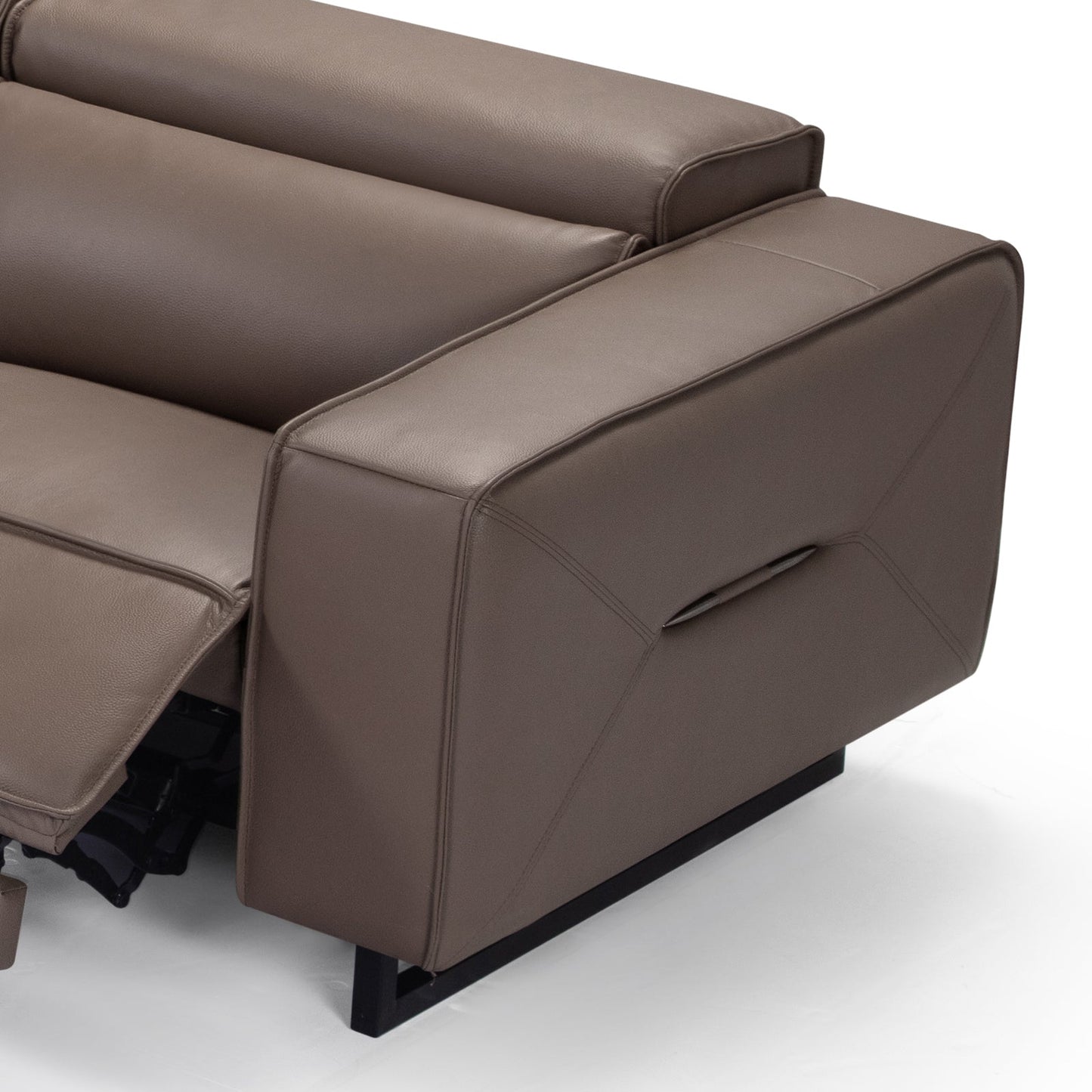 5 Seater Real Leather Sofa with Power Recliner Adjustable Headrest Wooden Frame Corner Lounge