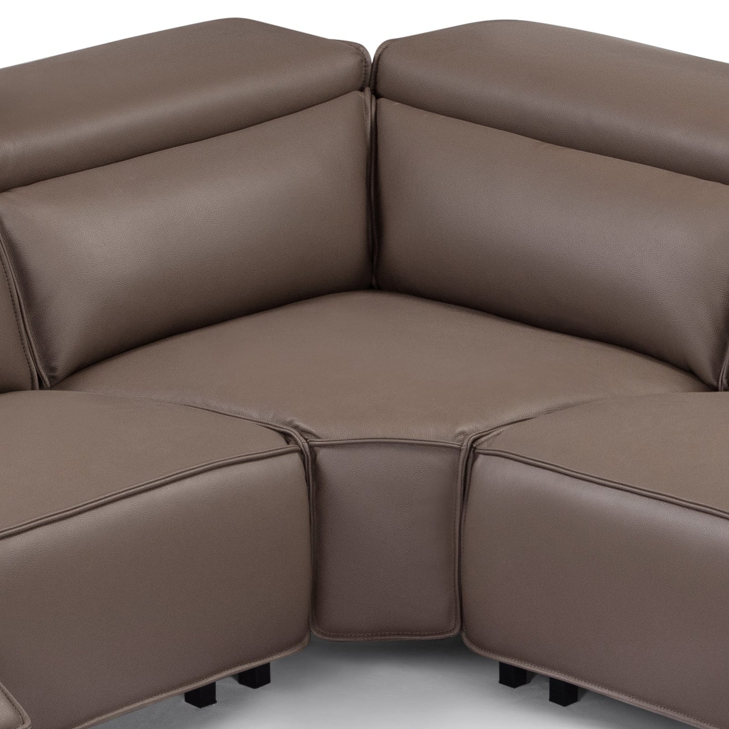 5 Seater Real Leather Sofa with Power Recliner Adjustable Headrest Wooden Frame Corner Lounge