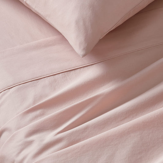Gioia Casa Vintage Washed 100% Cotton Soft Breathable Sheet Set - Pink - King Single