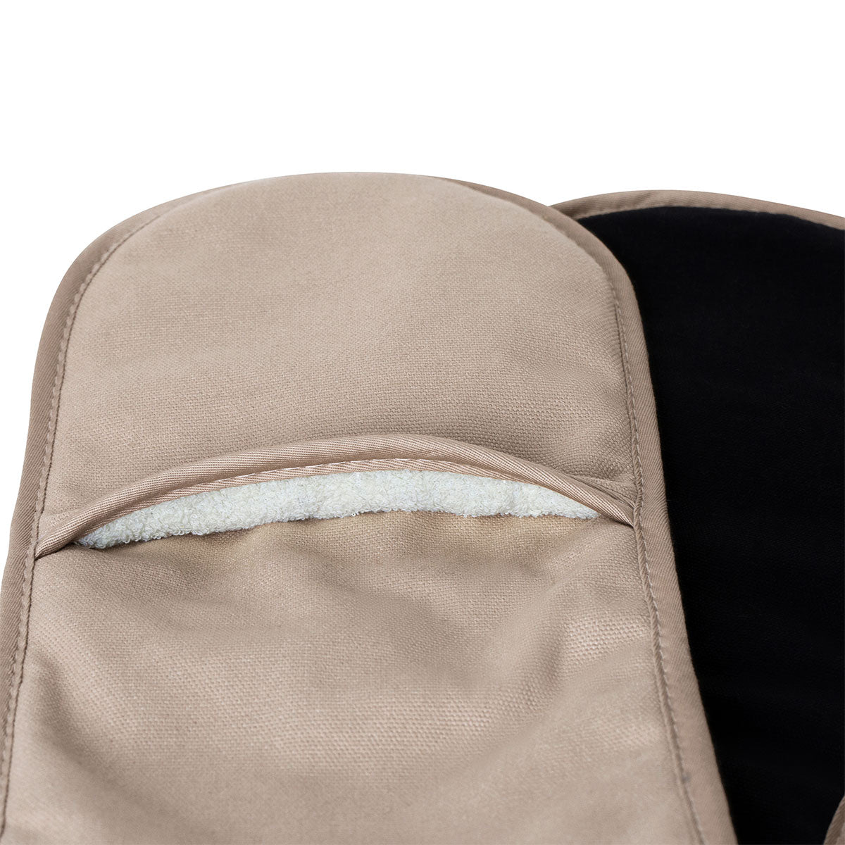 J Elliot Home Selby Cotton Double Oven Mitt Glove 17 x 82 cm Sandstone & Black