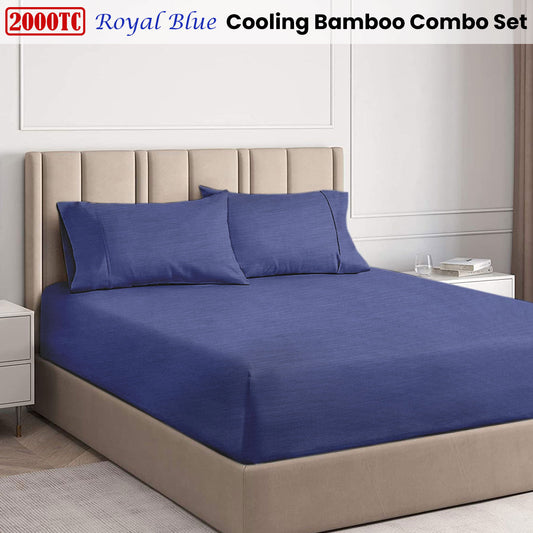 Ramesses Royal Blue 2000TC Cooling Bamboo Combo Set King