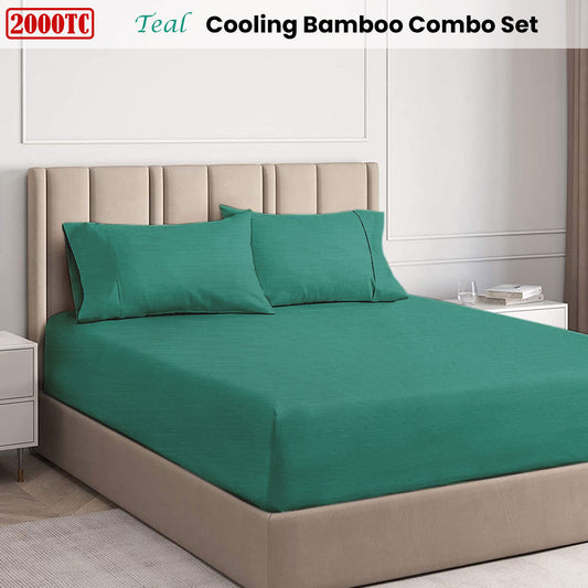 Ramesses Teal 2000TC Cooling Bamboo Combo Set Double
