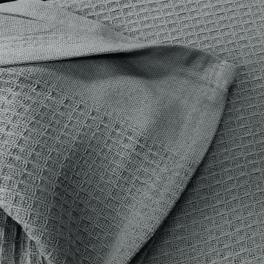Living @ Home 350gsm 100% Cotton Breathable Waffle Blanket Single 180 x 230 cm Charcoal