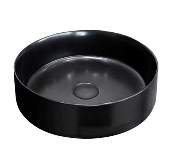 2023 Matte Black matte Round 360 mm Dia top counter basin porcelain sink