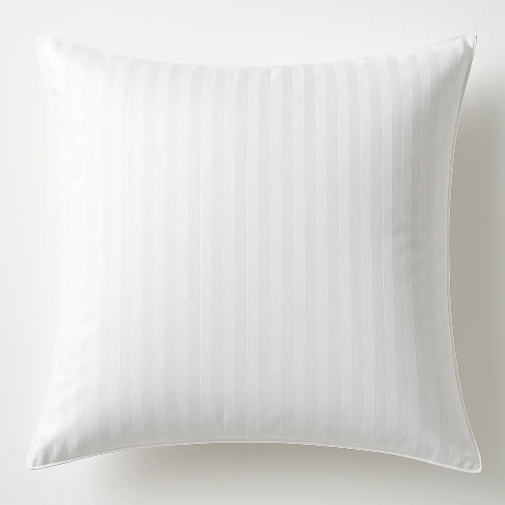100% Cotton European Pillowcase 400 Thread Count Hotel Quality - Striped White (65x65cm