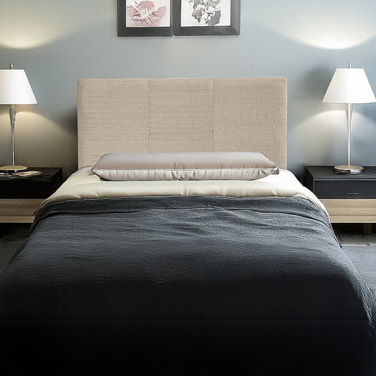 Linen Fabric Single Bed Headboard Bedhead - Beige