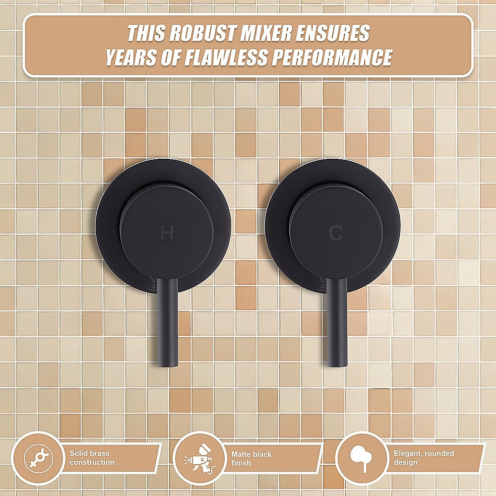 Bathroom Shower Bath Hot and Cold Mixer WATERMARK Certified in Black