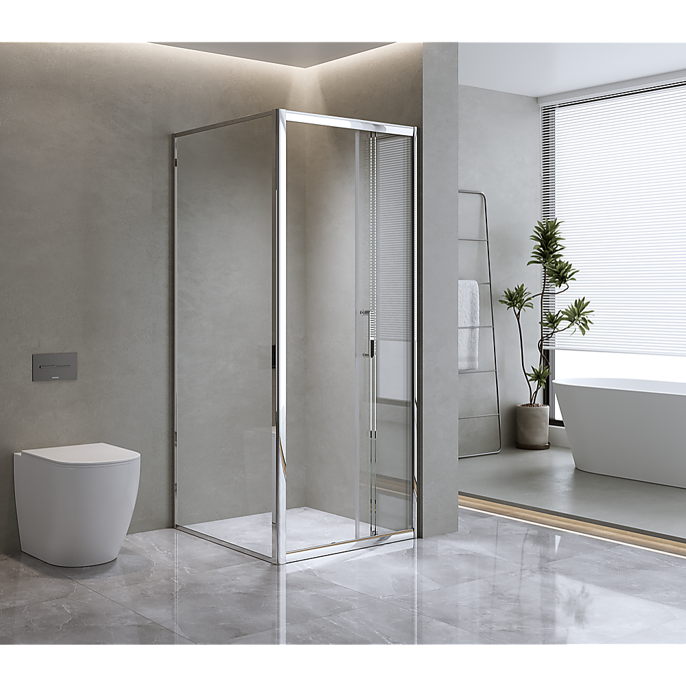 40mm Adjustable Contemporary Corner Sliding Chrome Shower Screen 86x92cm