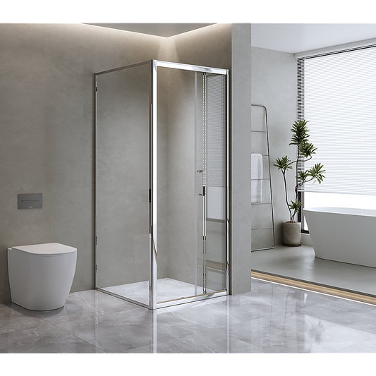 40mm Adjustable Contemporary Corner Sliding Chrome Shower Screen 86x92cm