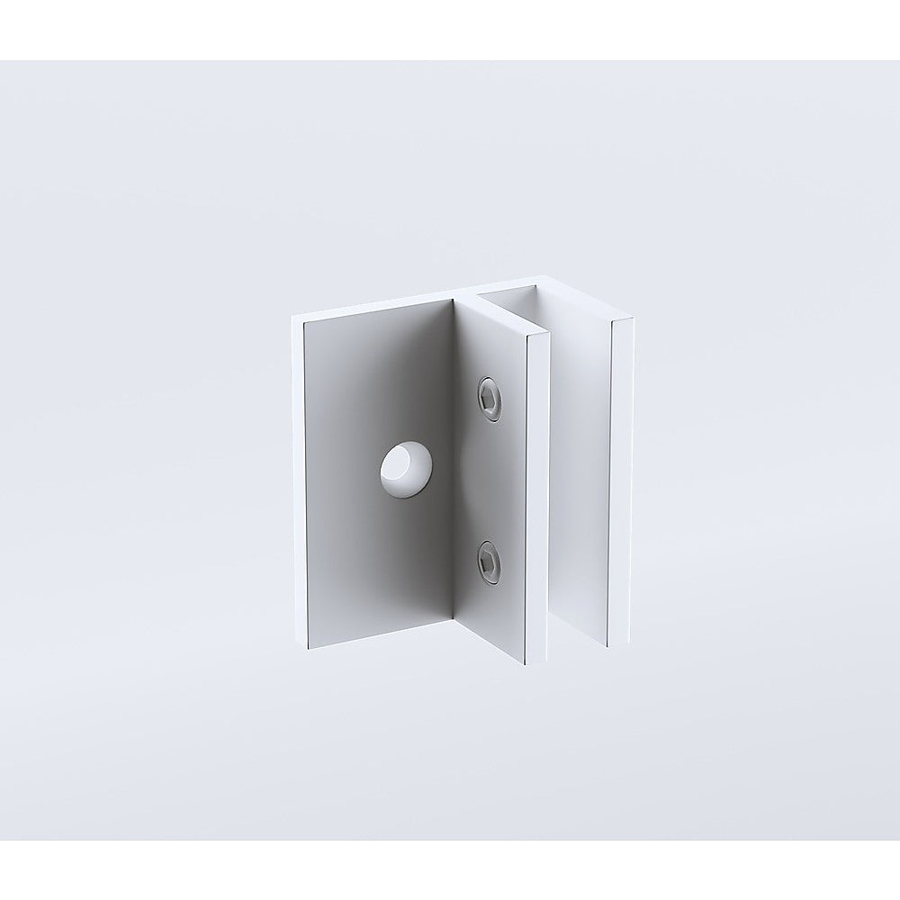 80cm Reeded Single Shower Glass Screen with White F-brackets & Square Pole