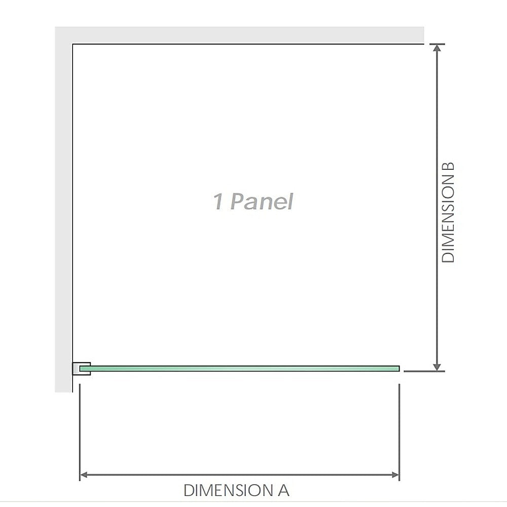 120x200cm Glass Shower Screen with White Wall Channel & Round Pole