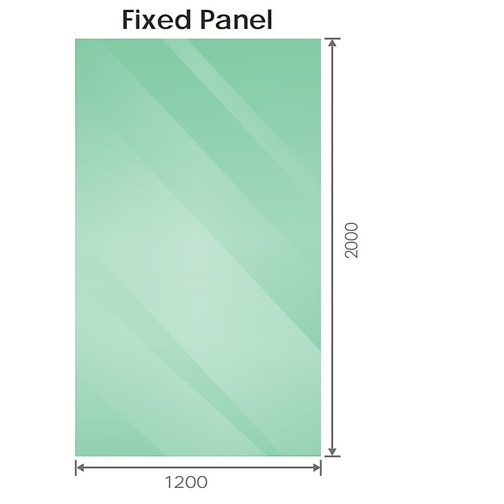 120x200cm Glass Shower Screen with White Wall Channel & Round Pole