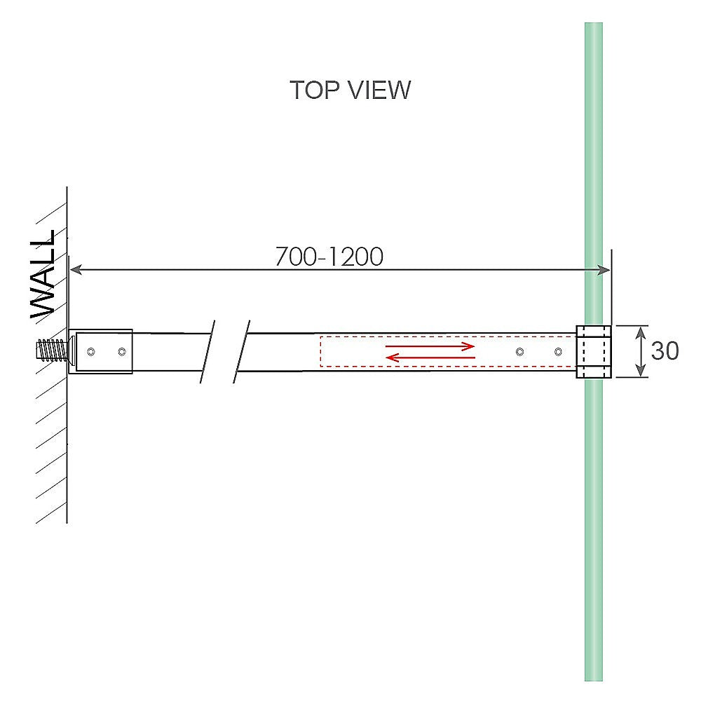 120x200cm Glass Shower Screen with White Wall Channel & Round Pole