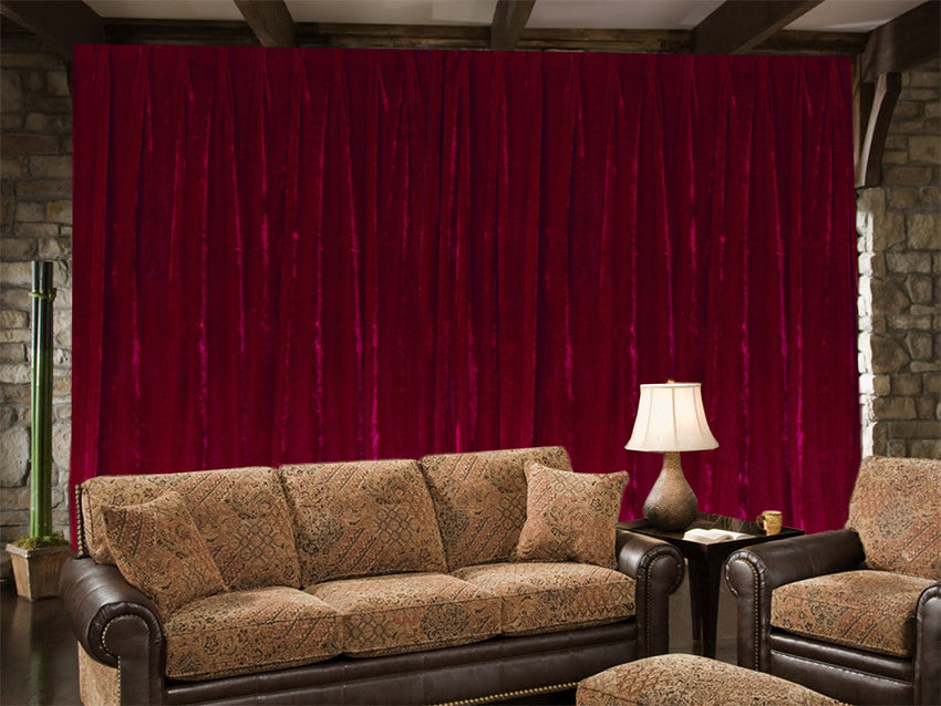 Large Velvet Curtains 610 x 230cm with 4m blockout + 30 Hooks New Burgundy