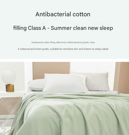 Beige Breathable Cotton Summer Quilt - Lightweight Cooling Blanket for Air-Conditioned Rooms
