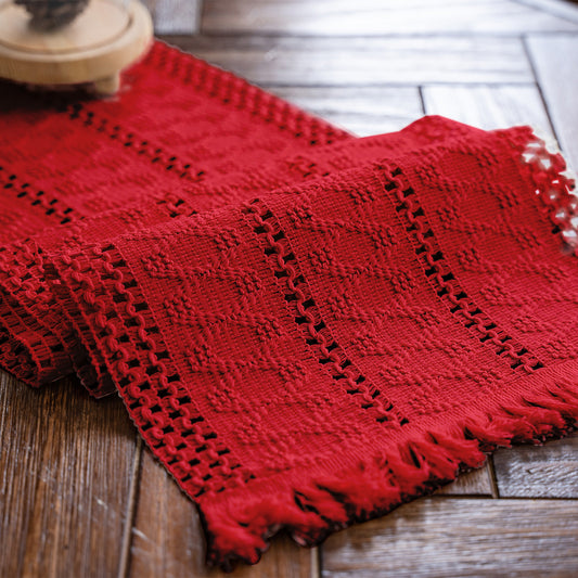 Red Twisted Red Whiskers Table Flag Vintage-Inspired Chinese Table Runner with Retro Ambiance - 30x200cm New Style Tea Flag for TV Cabinet and Festival Decor